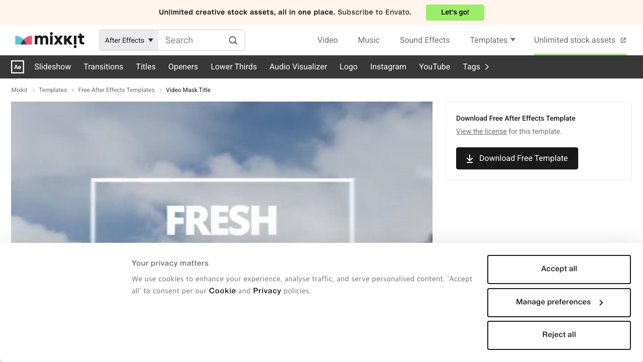 Free After Effects Template: Video Mask Title (Mixkit)