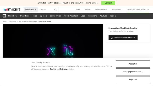 Free After Effects Template: Neon Logo Reveal (Mixkit)