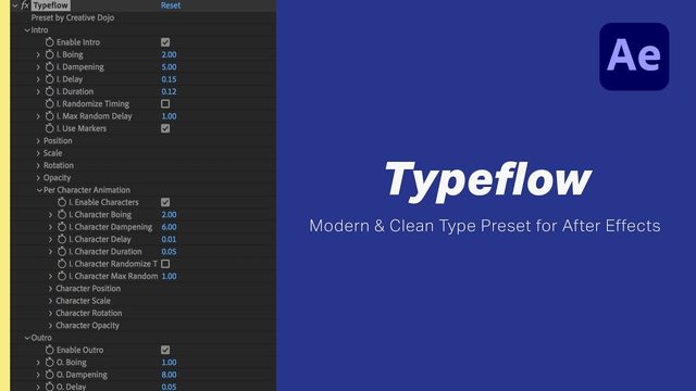 Free After Effects 2014+ Animation Preset: Typeflow Text Preset (Creative Dojo)