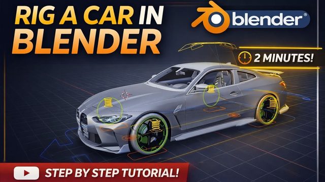 Free Blender Car Rig File: BMW M4 with RBC and Rigacar (ANKUSH_FX)