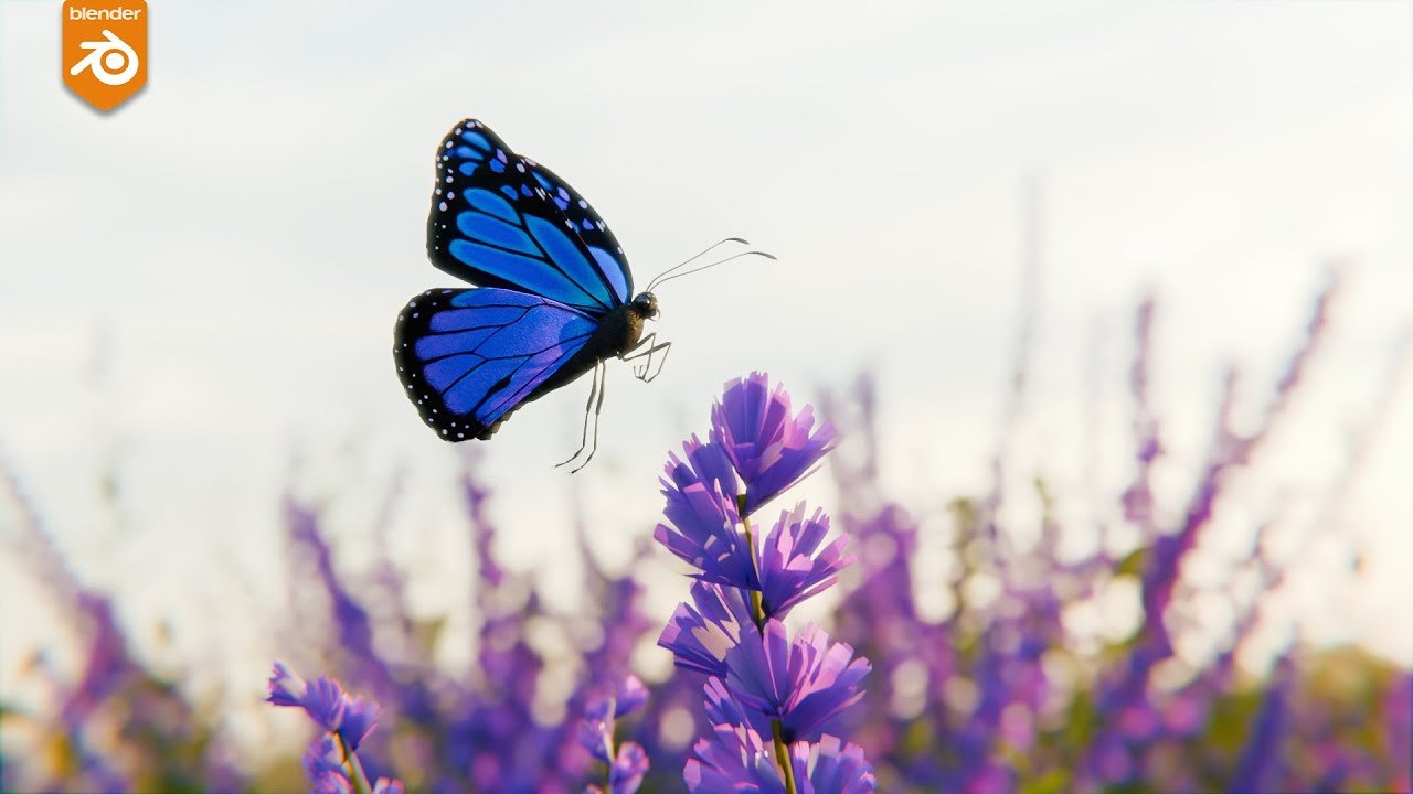 Free Blender Scene: Butterfly Animation with Geo-Scatter (ANKUSH_FX)
