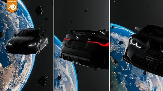 Free Blender Project File: BMW M4 Car in Space Animation (ANKUSH_FX)