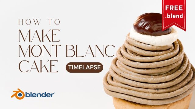 Free Blender 4.4 File: CG Mont Blanc Dessert (Yuki's blender school)