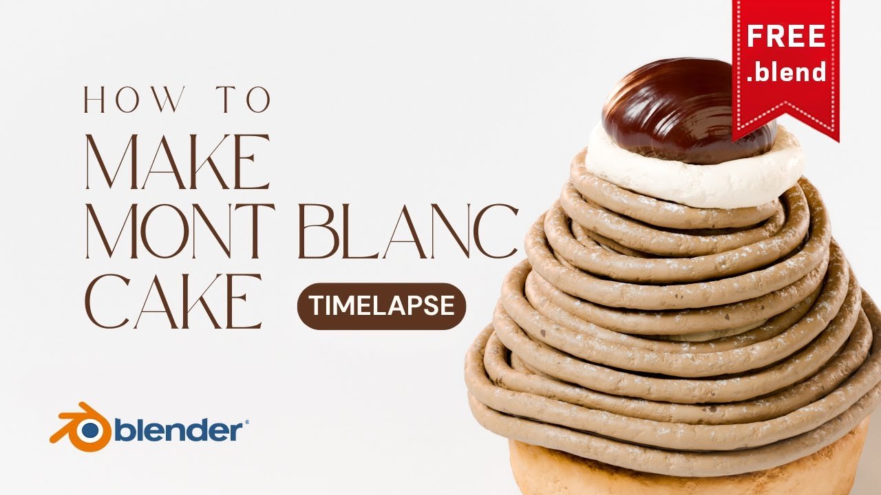 Free Blender 4.4 File: CG Mont Blanc Dessert (Yuki's blender school)