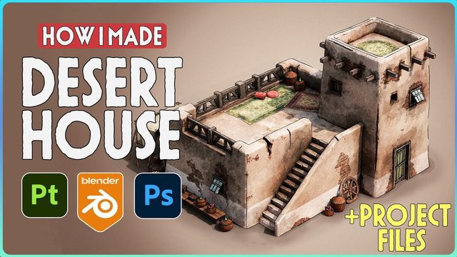 Free Blender Files: Stylized Desert House (Vertex Horizons)