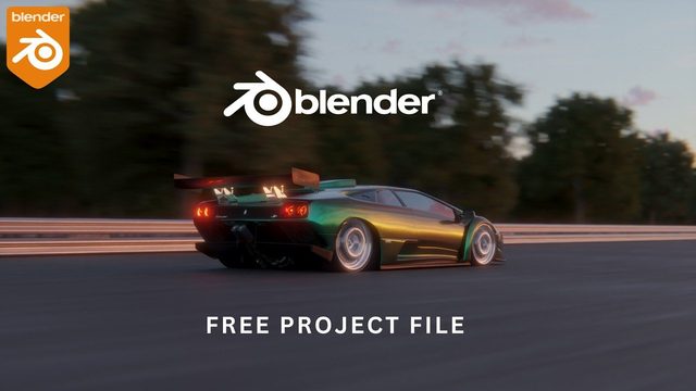 Free Blender Cycles Scene: Cinematic Lamborghini Diablo Animation