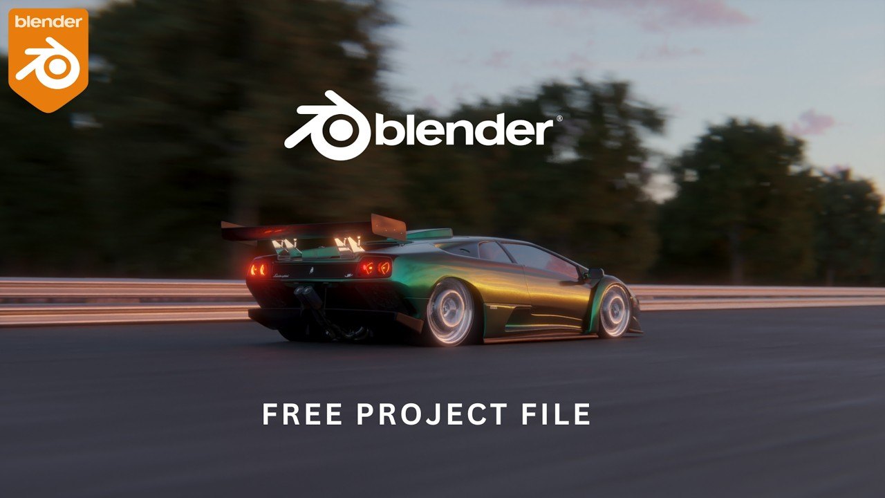 Free Blender Cycles Scene: Cinematic Lamborghini Diablo Animation