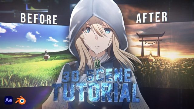 Free Blender Scene: Anime Edit VFX Meadow with Scatter5 (imduong2k6)