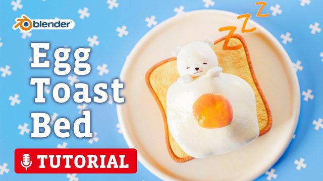 Free Blender 3.3 File: Polar Bear on Egg Toast (Yuki's blender school)