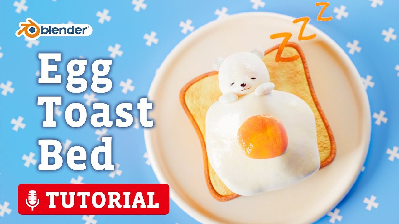 Free Blender 3.3 File: Polar Bear on Egg Toast (Yuki's blender school)