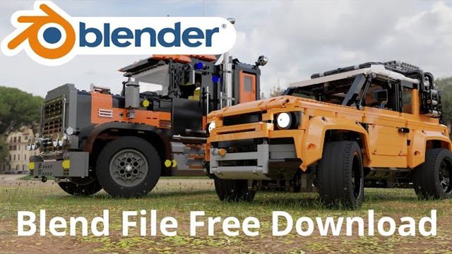 Free Blender 2.9 Rigged LEGO Truck and Defender Files (JAMIS)