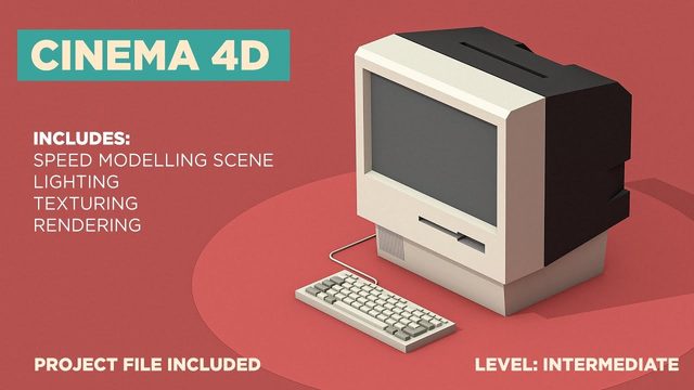 Free Cinema 4D Low Poly Retro Computer Model Scene (Infilm Vfx)