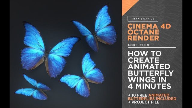 Free Cinema 4D Octane Animated Butterfly Wings Pack (Travis Davids)