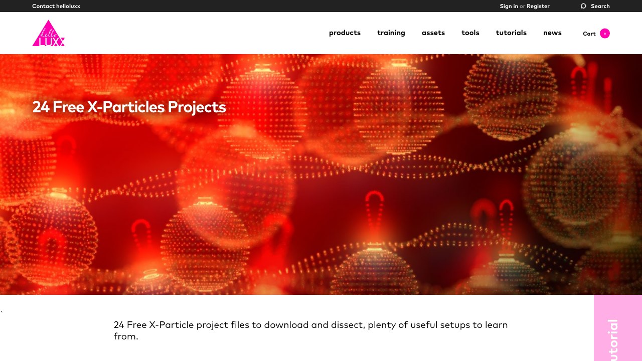 Free X-Particles Cinema 4D Project Files, 24 Scenes (helloluxx)