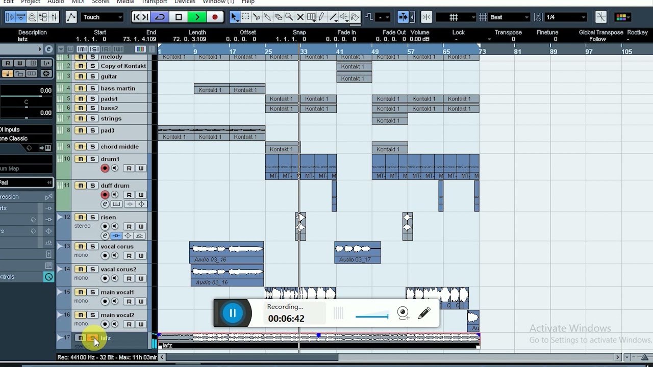 Free Cubase 5 Project: Lafzo Ki Batein Song Session (shekhar gangle)