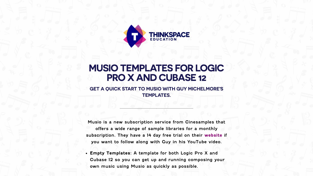 Free Cubase 12 Template: Musio Templates and Overture Project (Guy Michelmore (ThinkSpace Education))