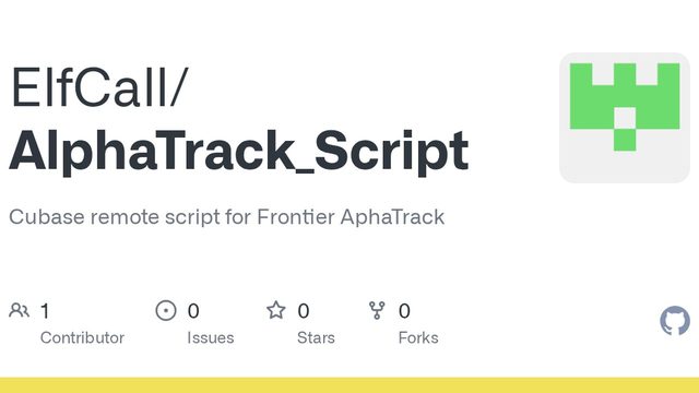 Free Cubase MIDI Remote Script: Frontier AlphaTrack Native Mode Driver (ElfCall)