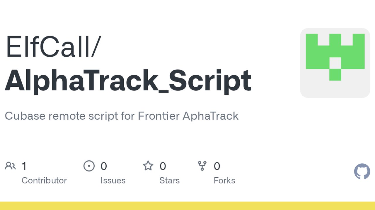 Free Cubase MIDI Remote Script: Frontier AlphaTrack Native Mode Driver (ElfCall)