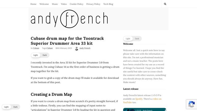 Free Cubase 14 Drum Map: Toontrack Superior Drummer 3 Area 33 Kit (Andy French)