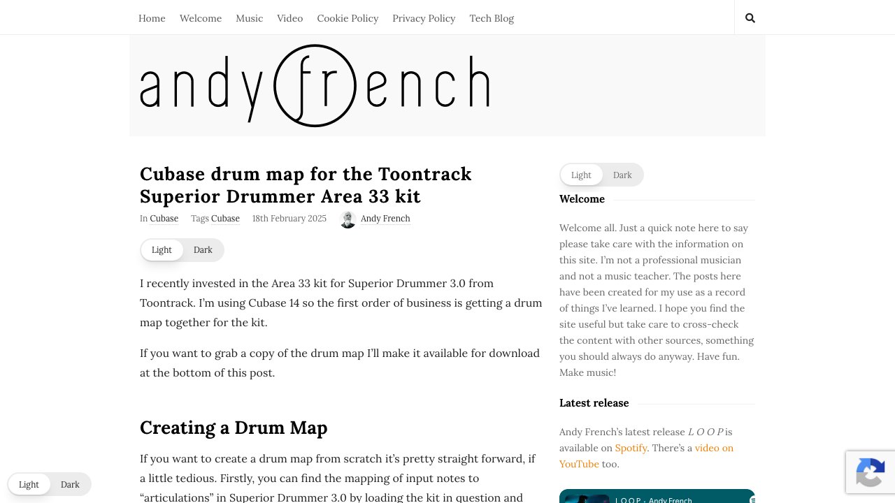 Free Cubase 14 Drum Map: Toontrack Superior Drummer 3 Area 33 Kit (Andy French)