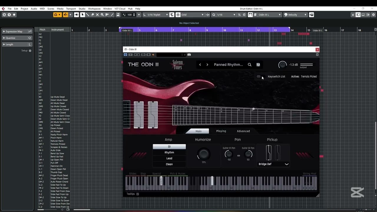 Free Cubase Drum Map and Expression Map: Odin III Guitar Articulations (BPG93)