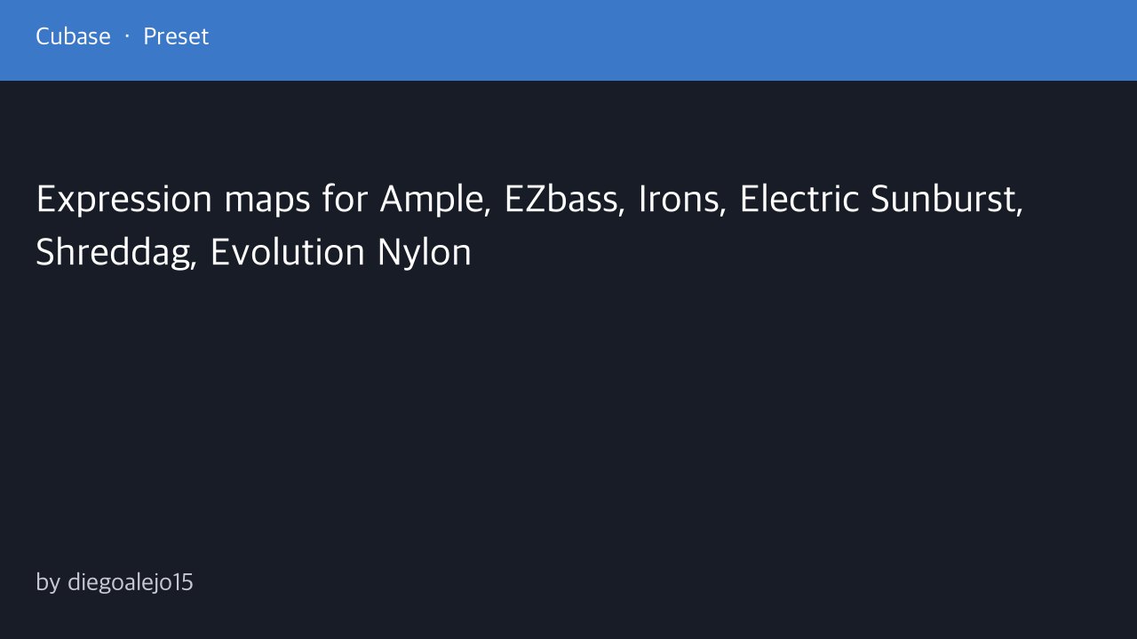 Free Cubase Expression Maps: Ample Bass, EZbass, Shreddage, Electric Sunburst and UJAM Guitars (diegoalejo15)