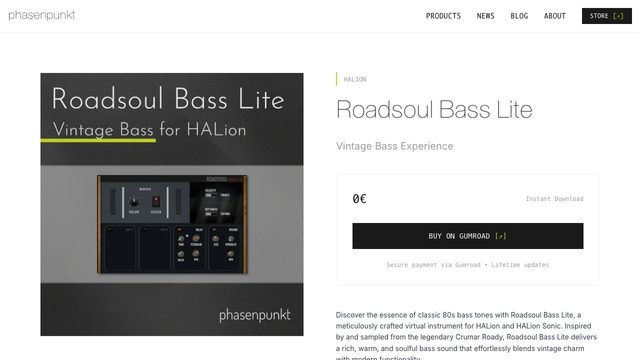 Free Cubase VST Preset: Roadsoul Bass Lite HALion Sonic Vintage Bass Instrument (phasenpunkt)