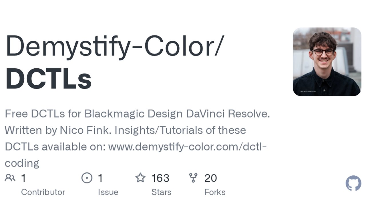 Free DaVinci Resolve DCTL: Matrix, OKLAB and Exposure Tools (Nico Fink, Demystify Color)