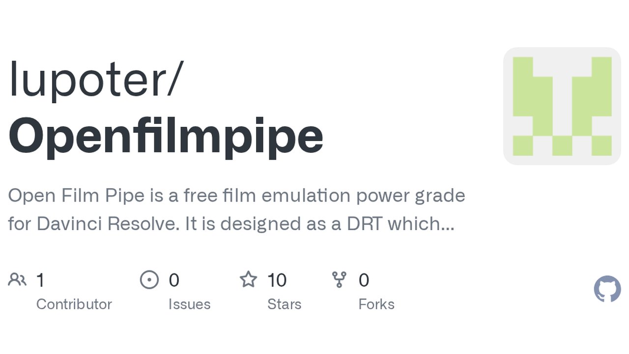 Free DaVinci Resolve 20.2 PowerGrade: Open Film Pipe Film Emulation DRT, DWG to Rec.709 (lupoter)