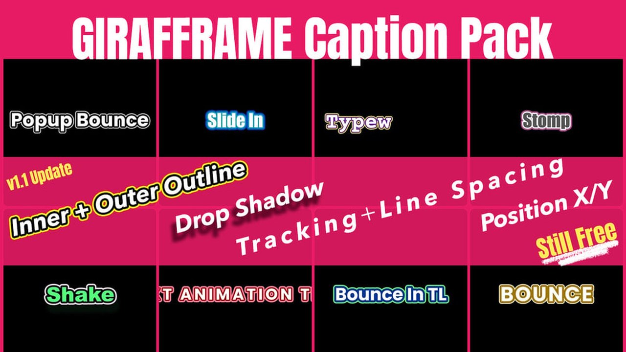 Free DaVinci Resolve Fusion Template: 8 CapCut-Style Caption Animations (GIRAFFRAME)