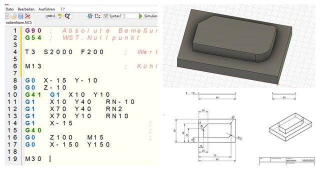 Free Fusion 360 CNC Milling Set: Drawing, Model, G-code (eduvision)