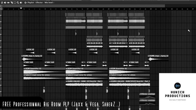 Free FL Studio 12+ FLP: Pro Big Room Track (Hunich Productions)