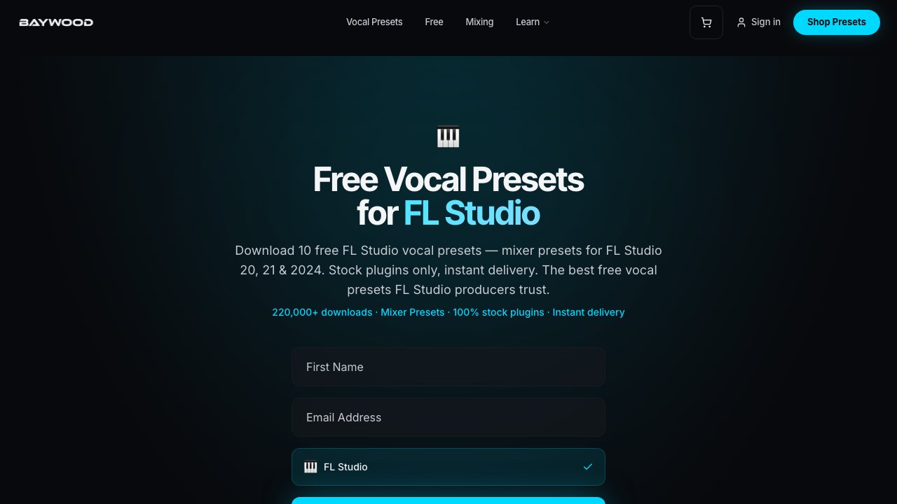 Free FL Studio Mixer Presets: 10 Stock-Plugin Vocal Presets (Baywood Audio)