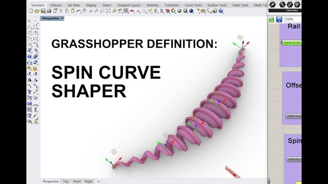 Free Grasshopper Definition: Spin Curve Shaper (PC Sim)