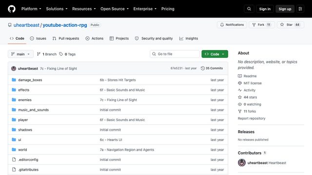 Free Godot 4.4 Project: 2D Action RPG YouTube Series (HeartBeast)