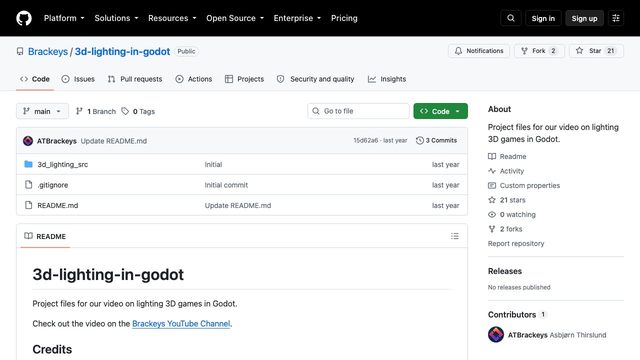Free Godot 4.4 Project: 3D Lighting Example Scenes (Brackeys)