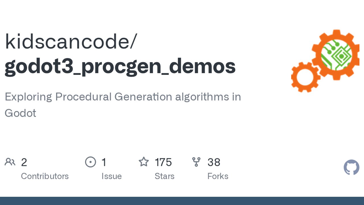 Free Godot 3.0 Project: Procedural Generation Demos, Mazes to Dungeons (KidsCanCode)