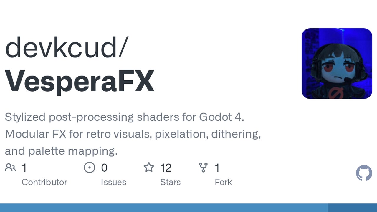 Free Godot 4.4.1 Shader: VesperaFX Retro Post-Processing Suite (devkcud)