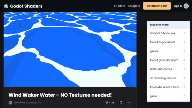 Free Godot Shader: Wind Waker Style Toon Water, No Textures (NekotoArts)