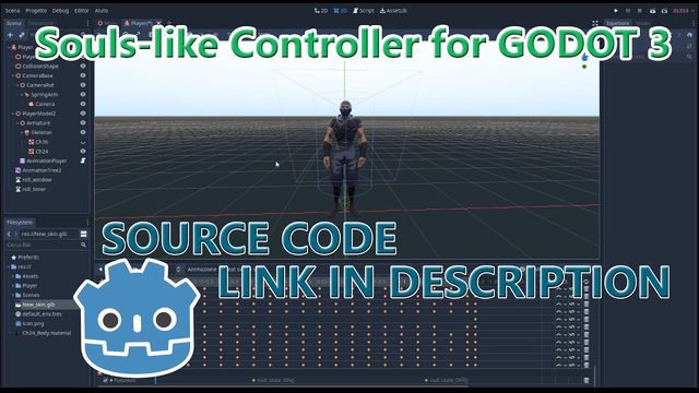 Free Godot 3 Project: Souls-like Third Person Controller with Root Motion (Naurk)
