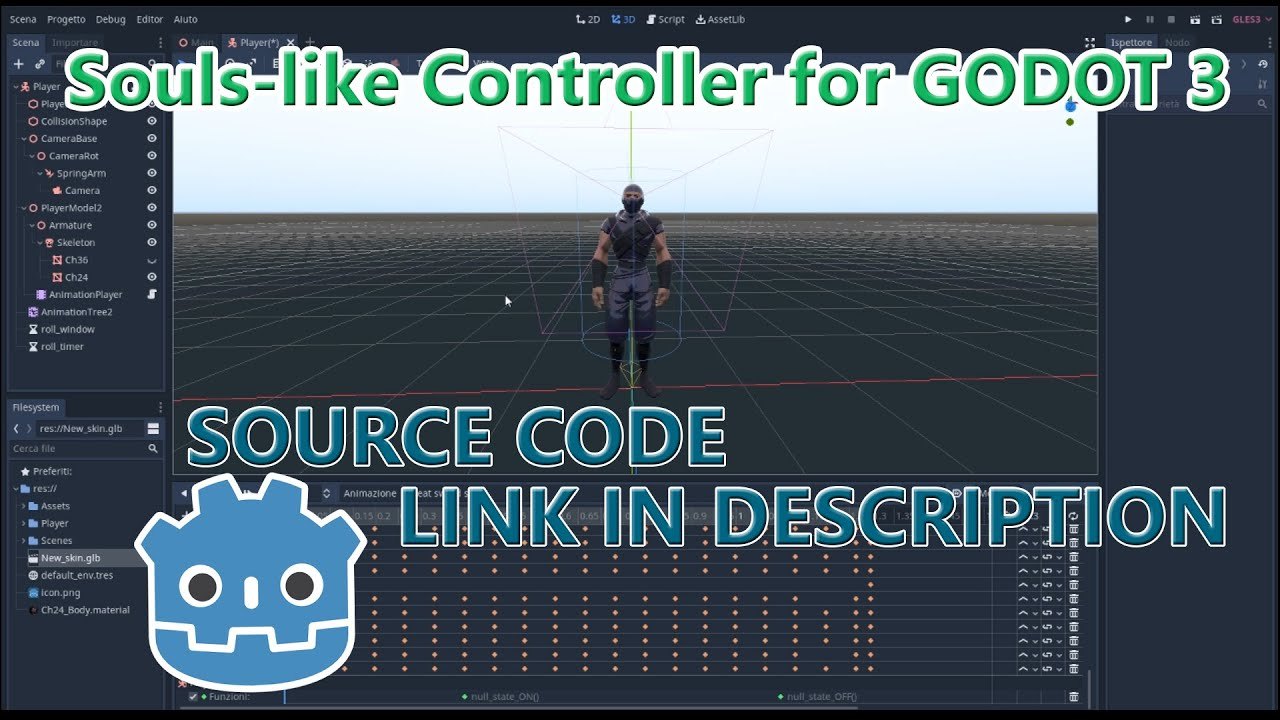 Free Godot 3 Project: Souls-like Third Person Controller with Root Motion (Naurk)