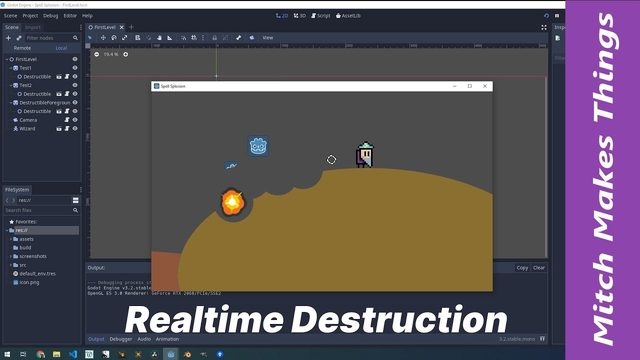 Free Godot 4.0 Project: Worms-Style Destructible Terrain Example (Mitch Makes Things)