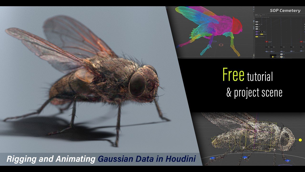 Free Houdini HIP: Animate Gaussian Splats with APEX (SOP Cemetery)