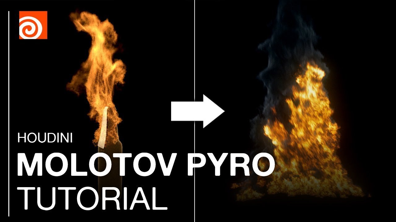 Free Houdini HIP: Molotov Cocktail Pyro Fire Setup (DAMIDIGITAL)