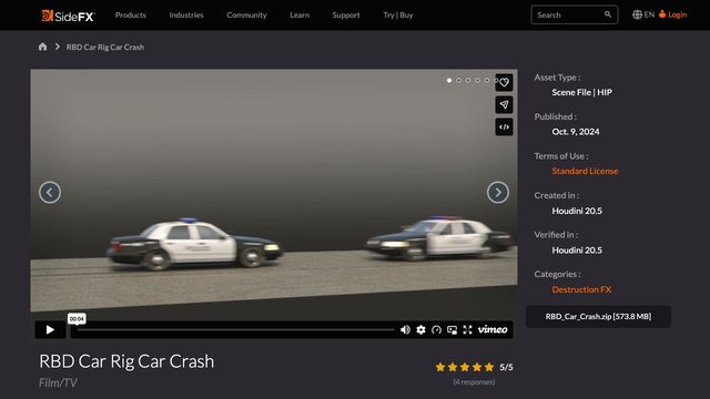 Free Houdini 20.5 HIP: RBD Car Rig Car Crash Destruction (SideFX)