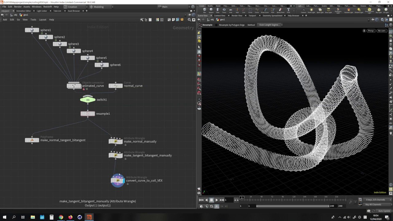 Free Houdini 18.0 HIP: Any Curve to Coil with VEX (Hanjin Cho)