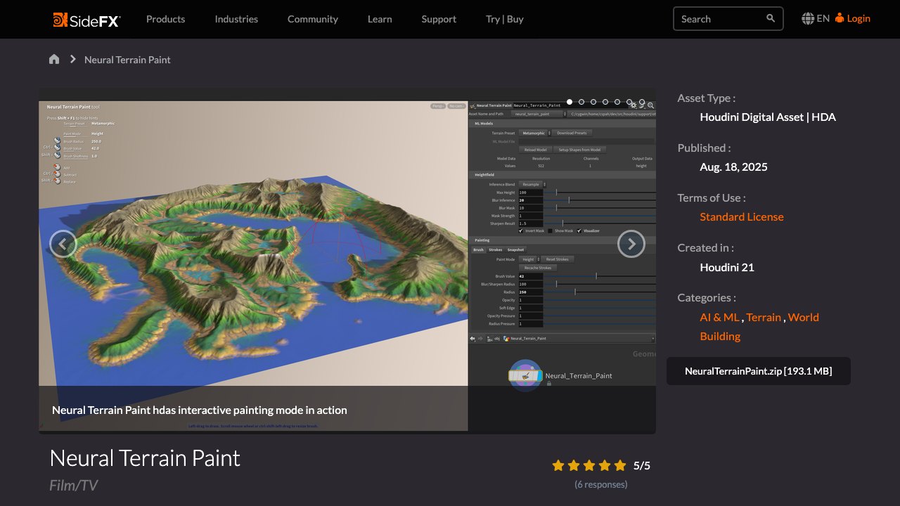 Free Houdini 21 HDA: Neural Terrain Paint and ML Train Terrain with Example Scene (Cody Spahr)