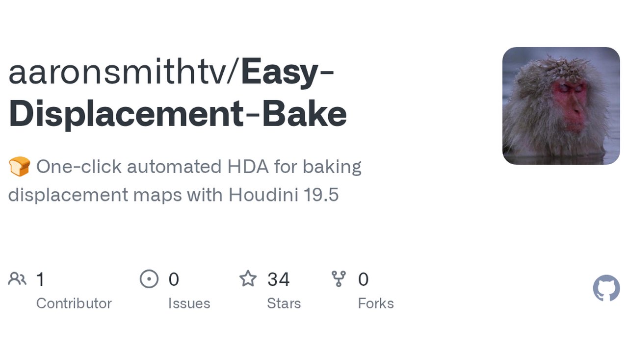 Free Houdini 19.5 HDA: Easy Displacement Bake with Example Scene (Aaron Smith)