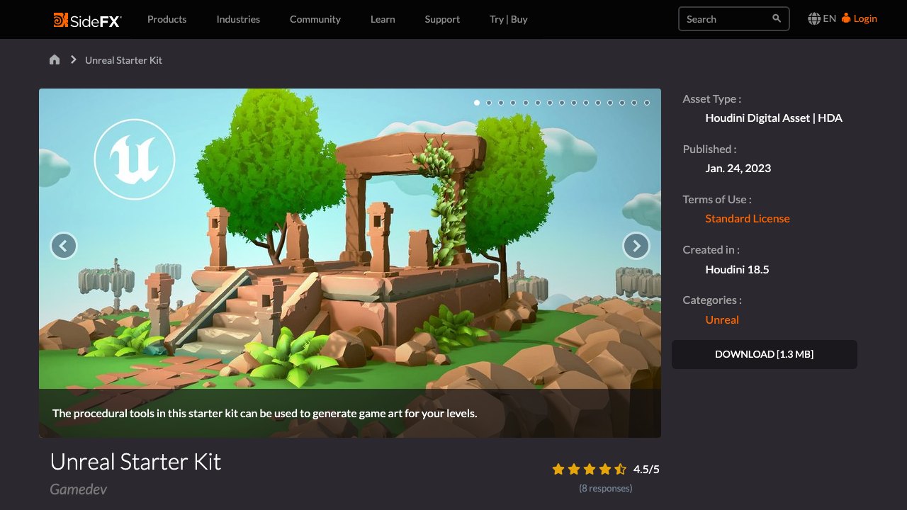 Free Houdini 19.5 HDA: Unreal Starter Kit of 13 Procedural Game Art Tools (Simon Verstraete)