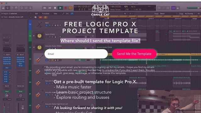 Free Logic Pro X Production Template, Stock Plugins (Cradle Cat)